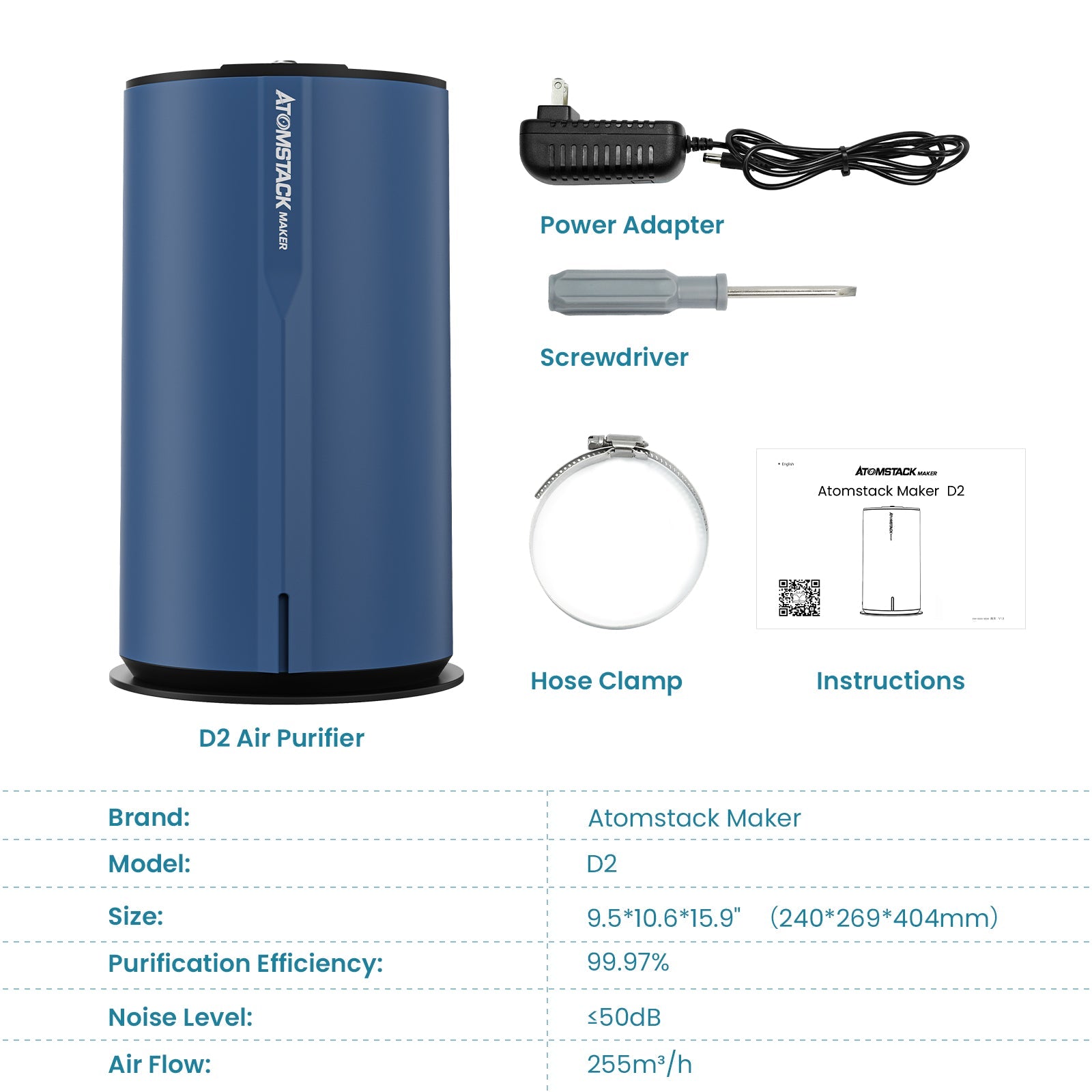 [US Only] Atomstack D2 Air Purifier for Laser Engraver Smoke Filter