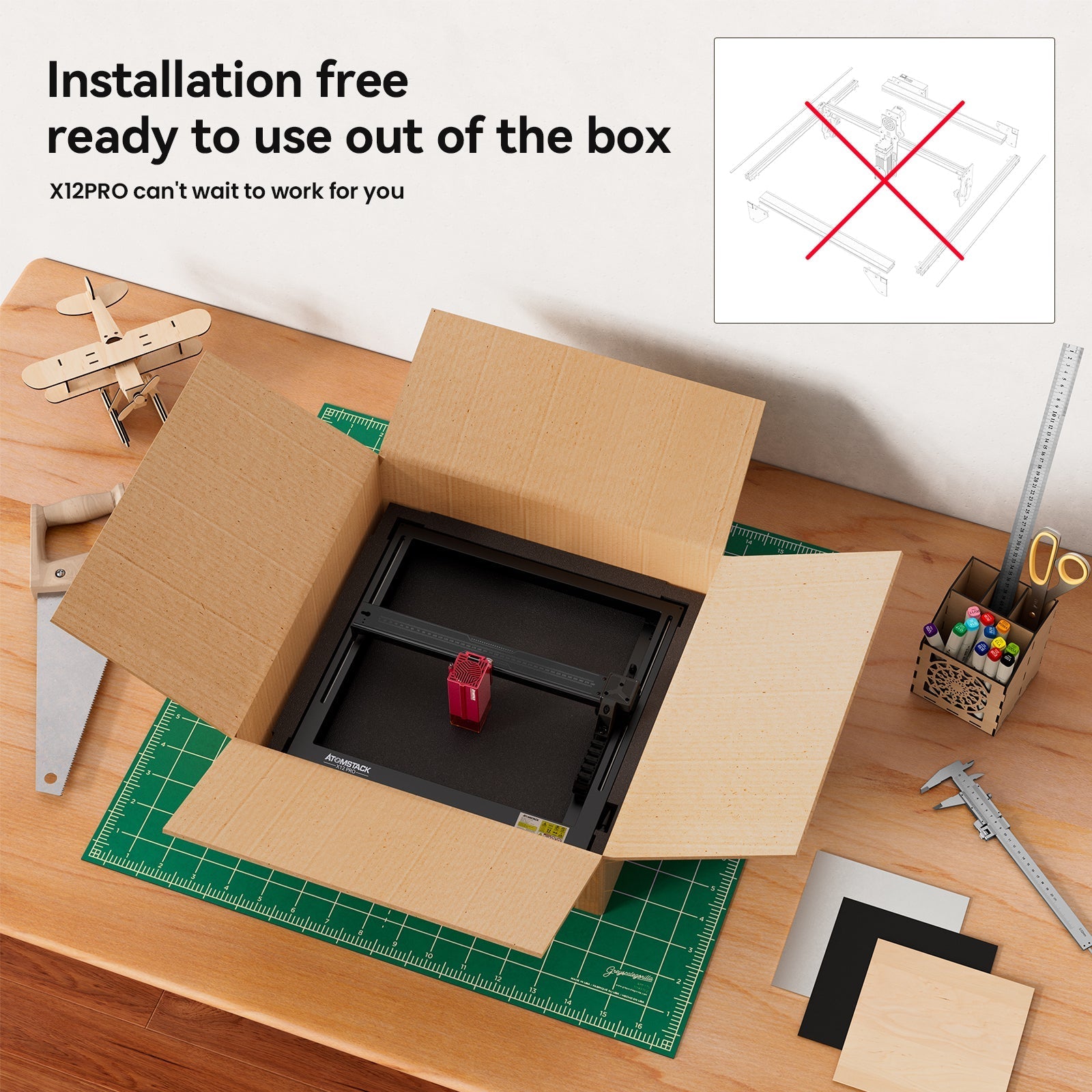 Atomstack X12 Pro 50W All-In-One 2nd Generation Laser Engraver + B3 Enclosure Dust-Proof Protective Box