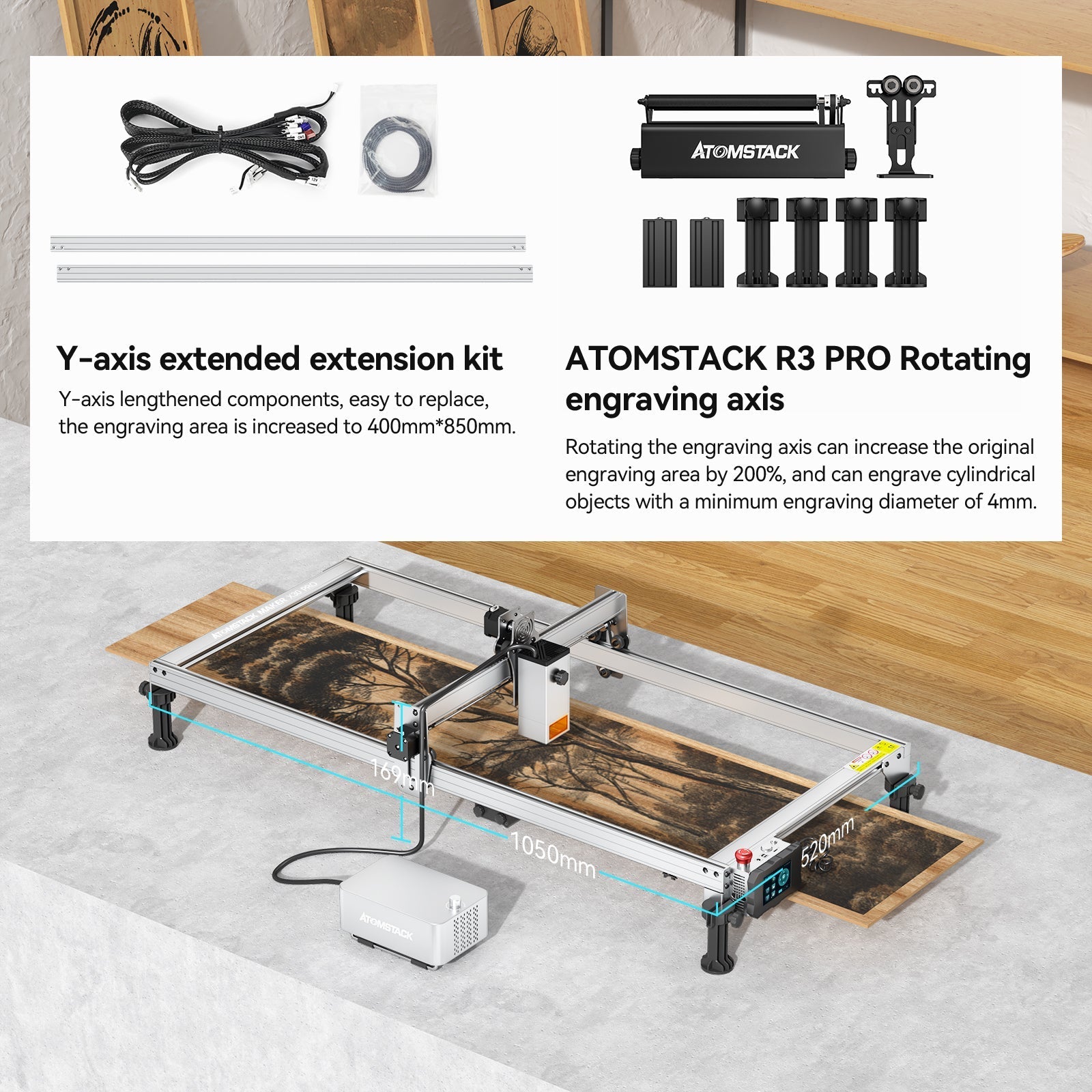 [US Only] Extension Kit for Atomstack X30 Pro A30 S30 Pro X20 Pro S20 Pro A20 Pro Increase Working Area