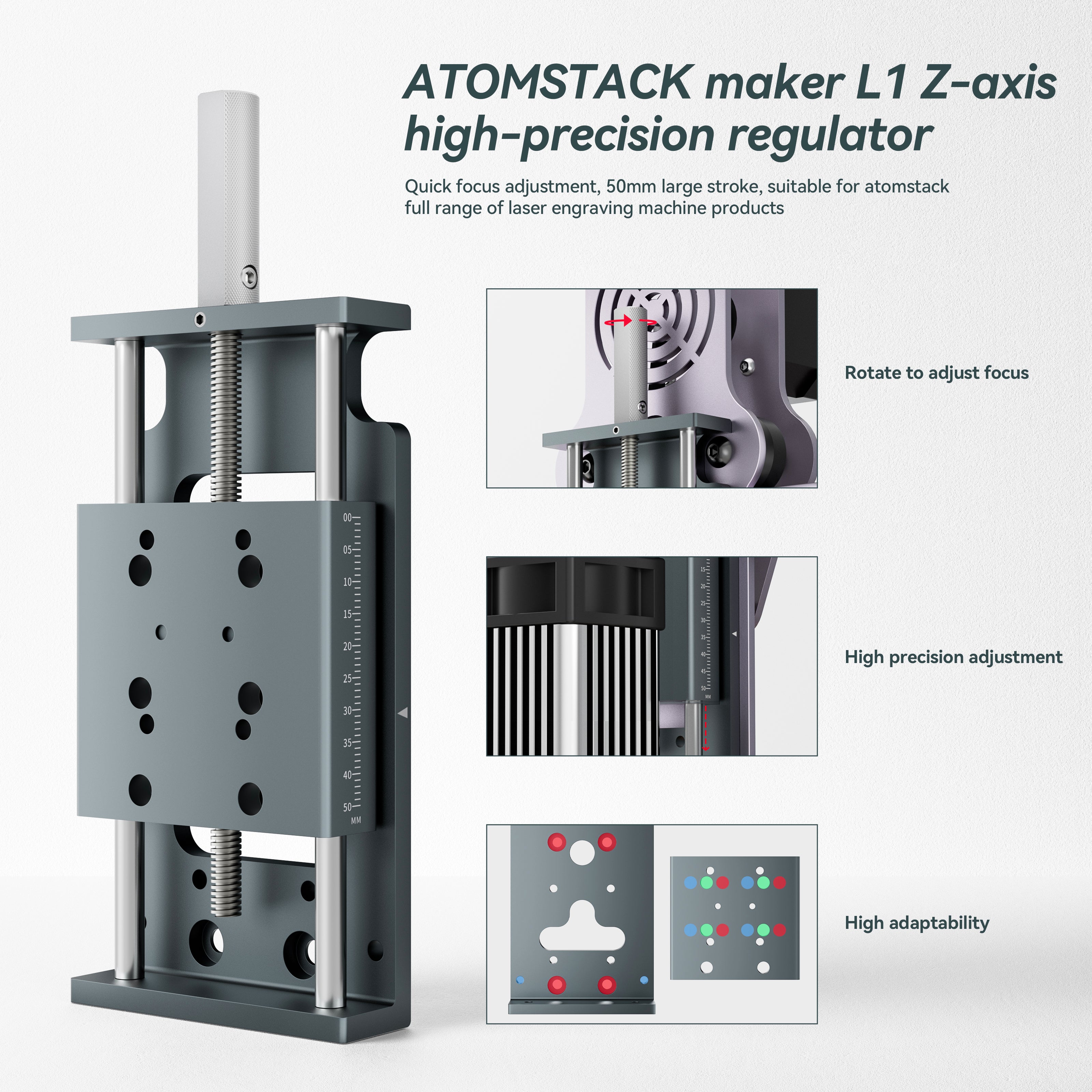 Atomstack Laser Adjustable Riser Leg Atomstack Maker L1 Z-axis Adjuster for Laser Module Height Adjustment ...