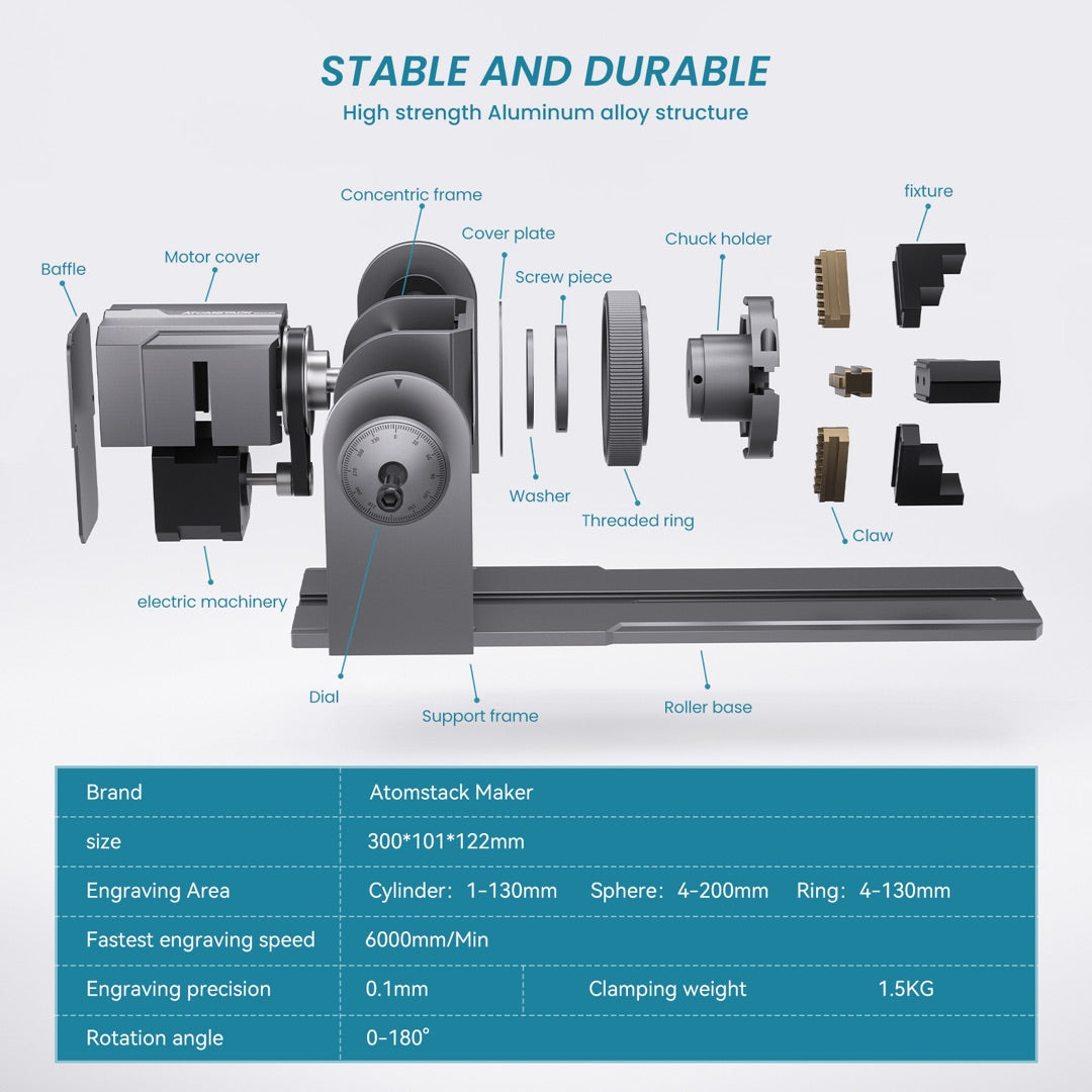 [Refurbished] Atomstack R1 Multi-function Chuck Rotary for Laser Engraver
