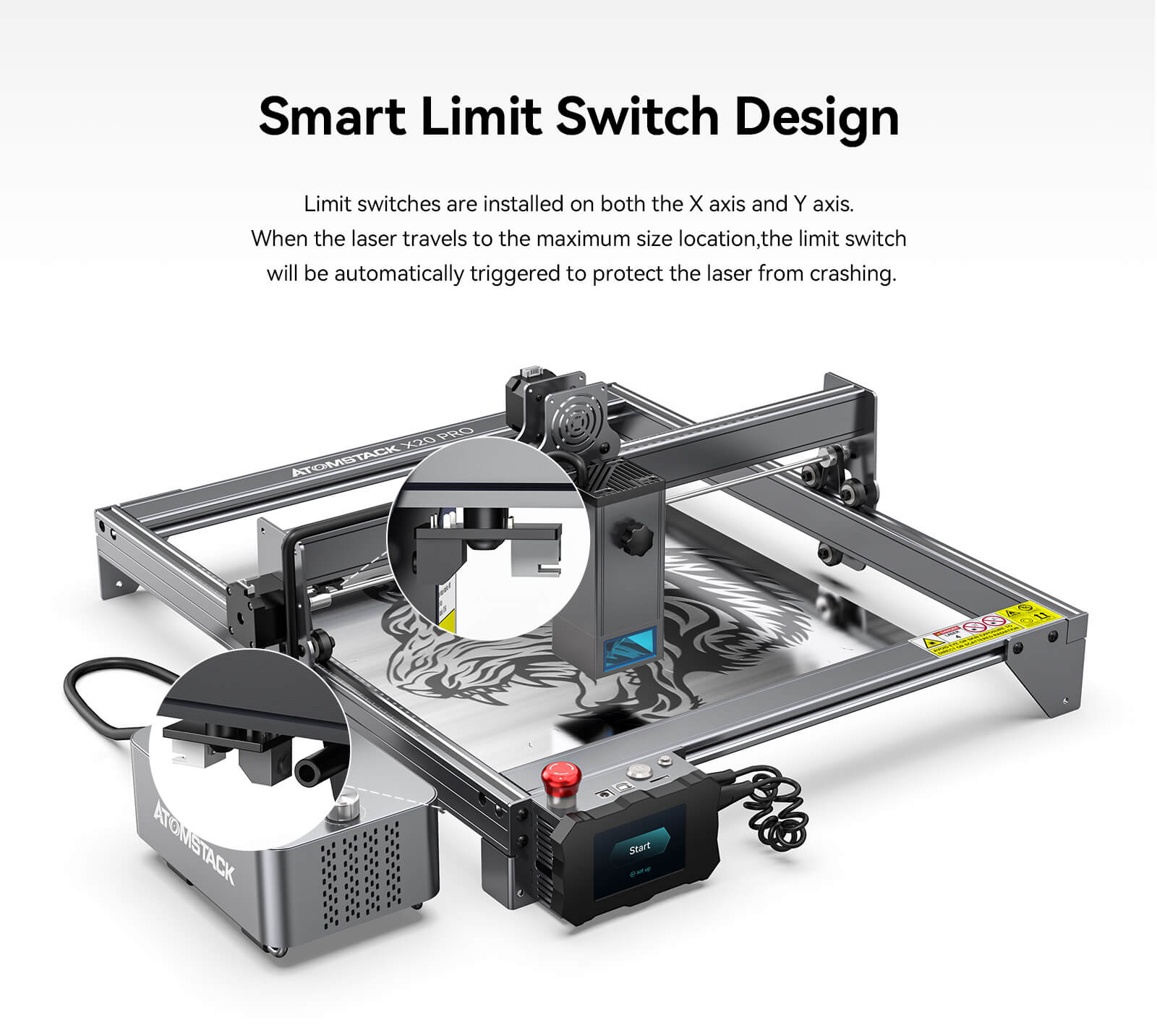 Atomstack X20 Pro 130W Quad-Laser Engraving and Cutting Machine Built-in Air Assist System