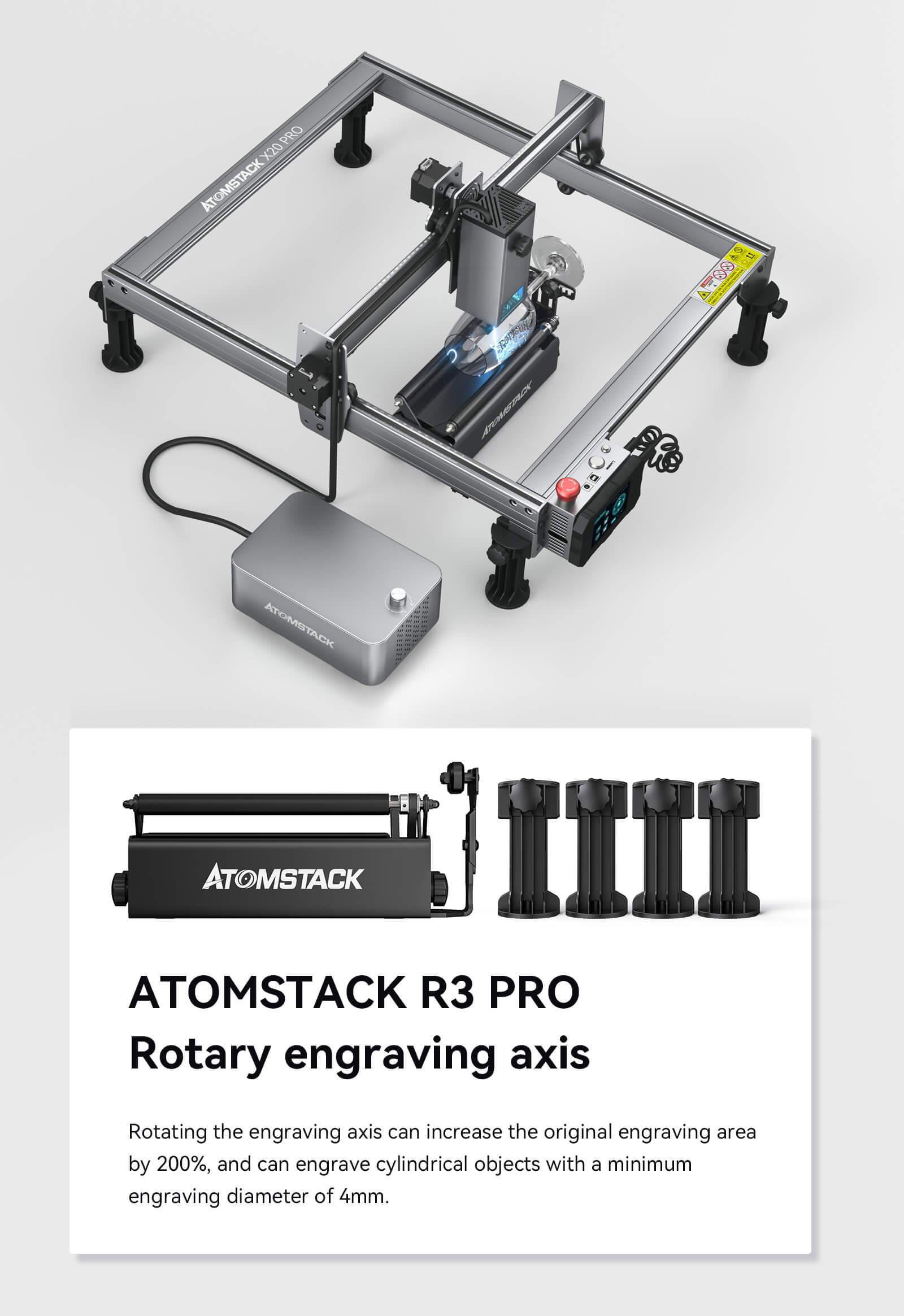 Atomstack X20 Pro 130W Quad-Laser Engraving and Cutting Machine Built-in Air Assist System