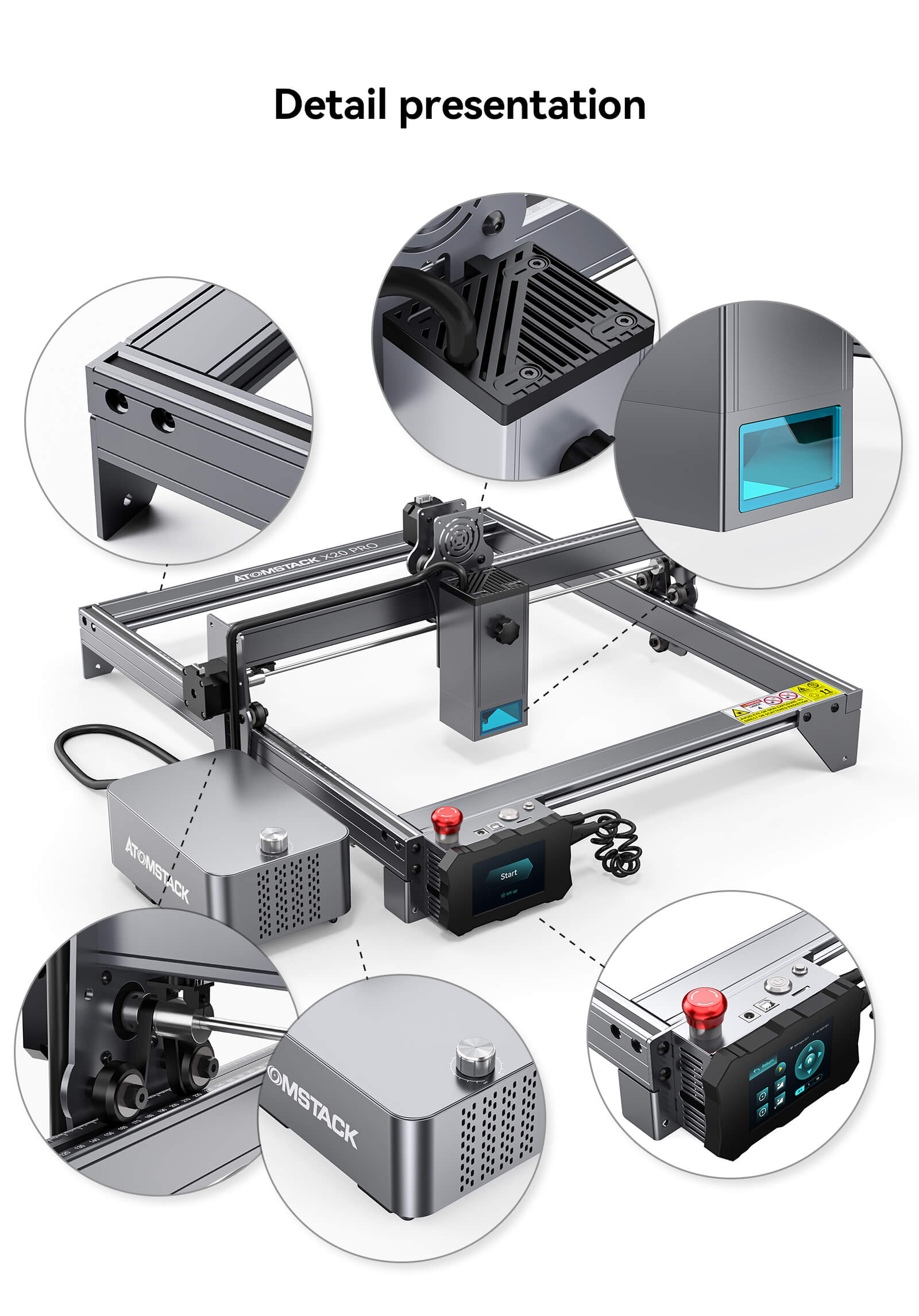 Atomstack X20 Pro 130W Quad-Laser Engraving and Cutting Machine Built-in Air Assist System