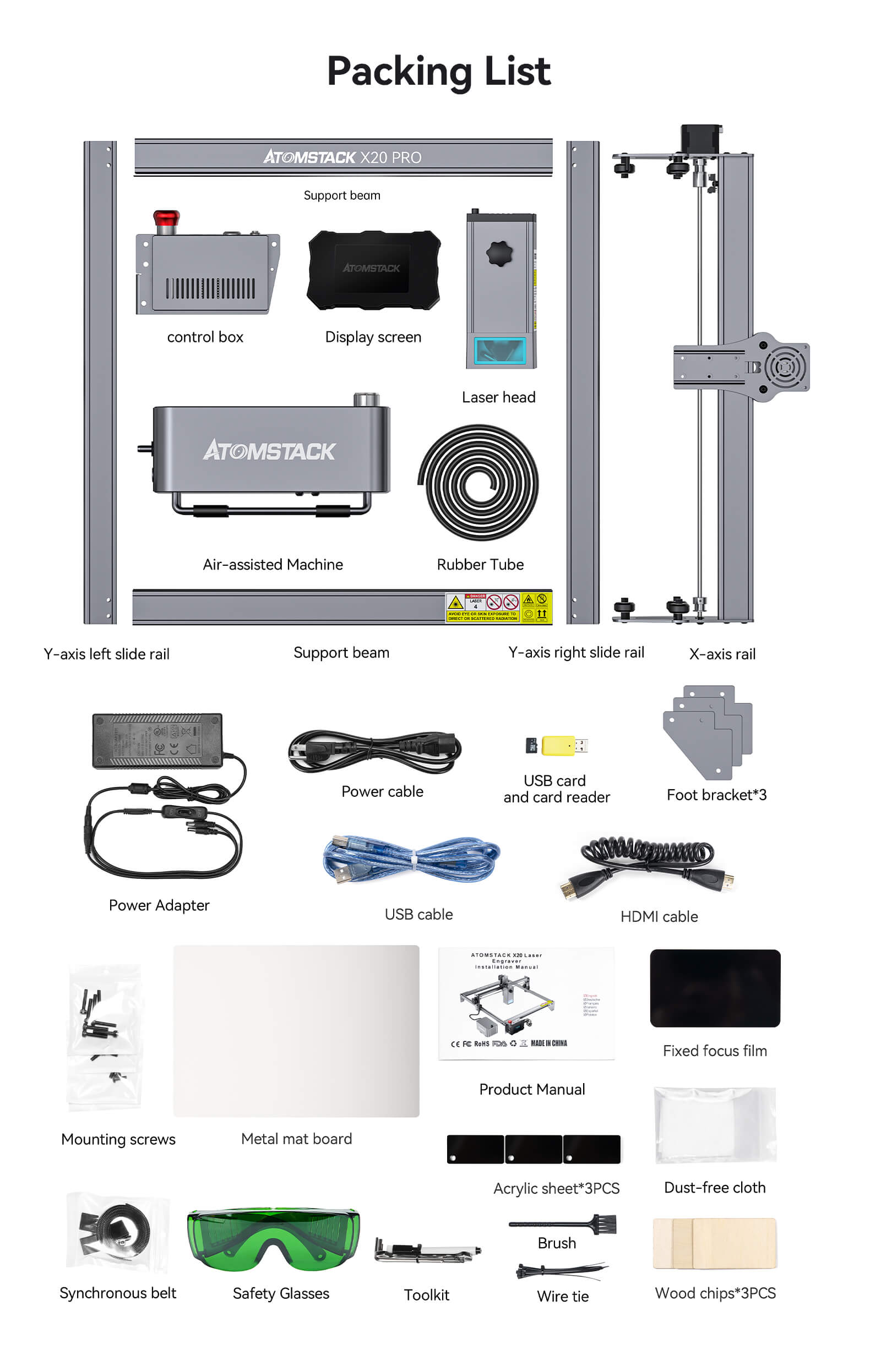 Atomstack X20 Pro 130W Quad-Laser Engraving and Cutting Machine Built-in Air Assist System