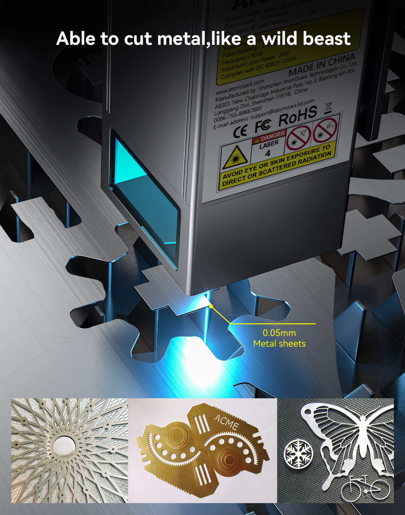 Atomstack X20 Pro 130W Quad-Laser Engraving and Cutting Machine Built-in Air Assist System