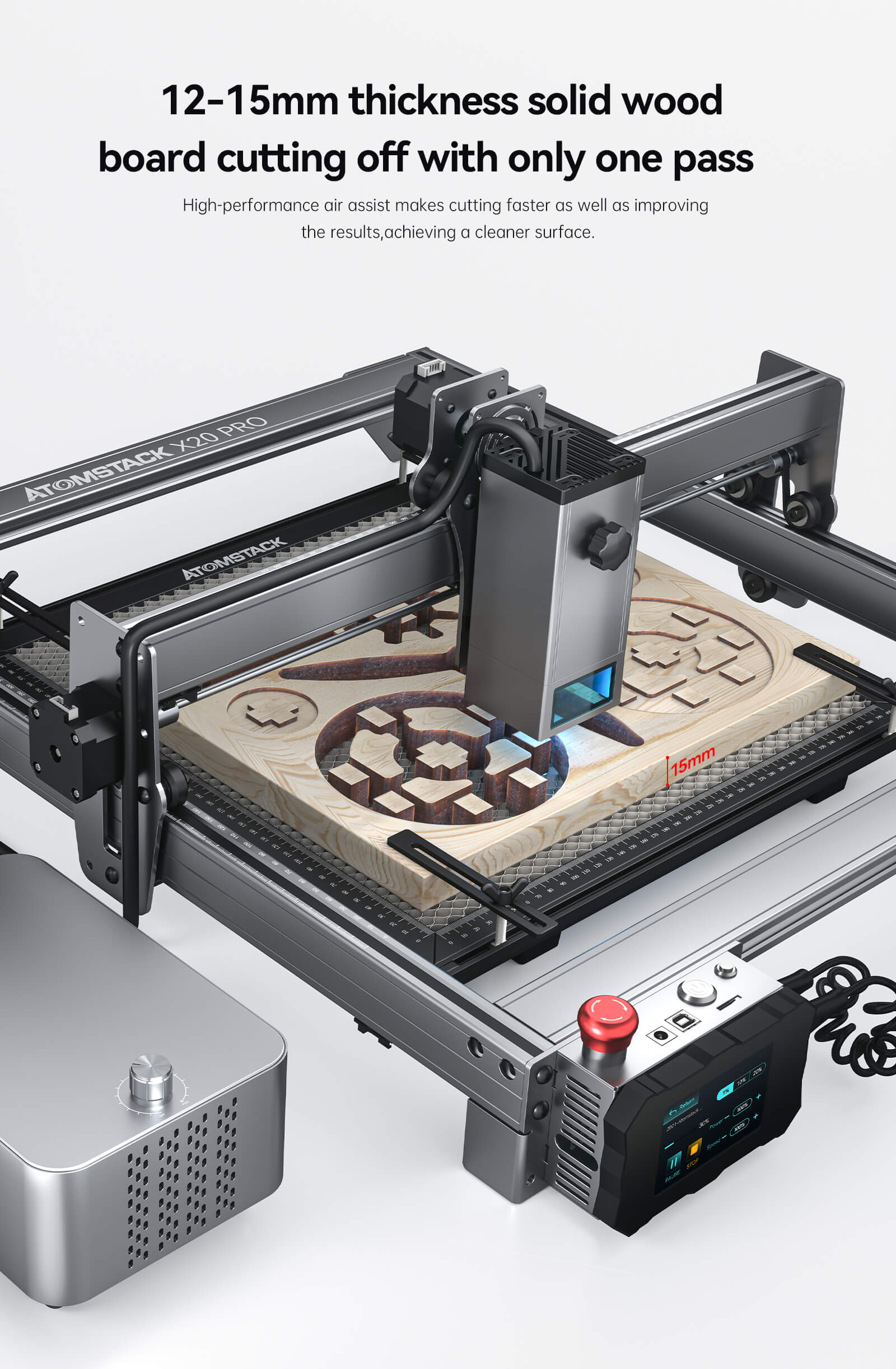 Atomstack X20 Pro 130W Quad-Laser Engraving and Cutting Machine Built-in Air Assist System