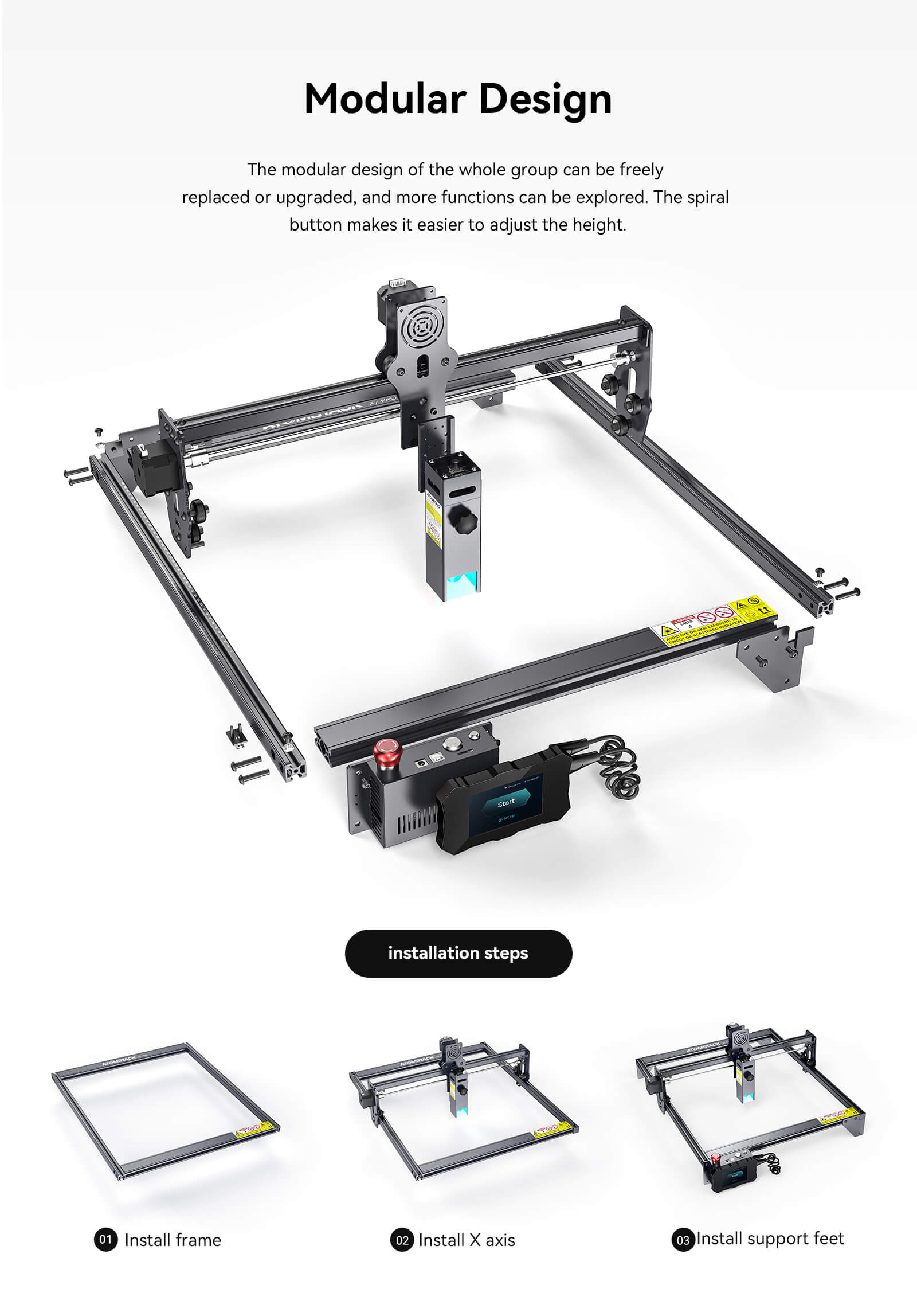 Atomstack X7 Pro 50W Cutter & Engraving Machine + R1 PRO Multi-function Chuck Rotary