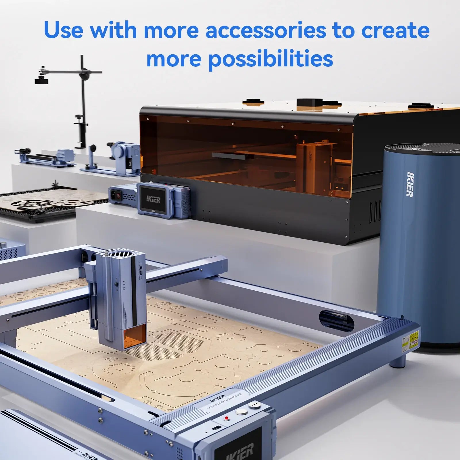 iKier 70W diode laser engraver is compatible with more accessories