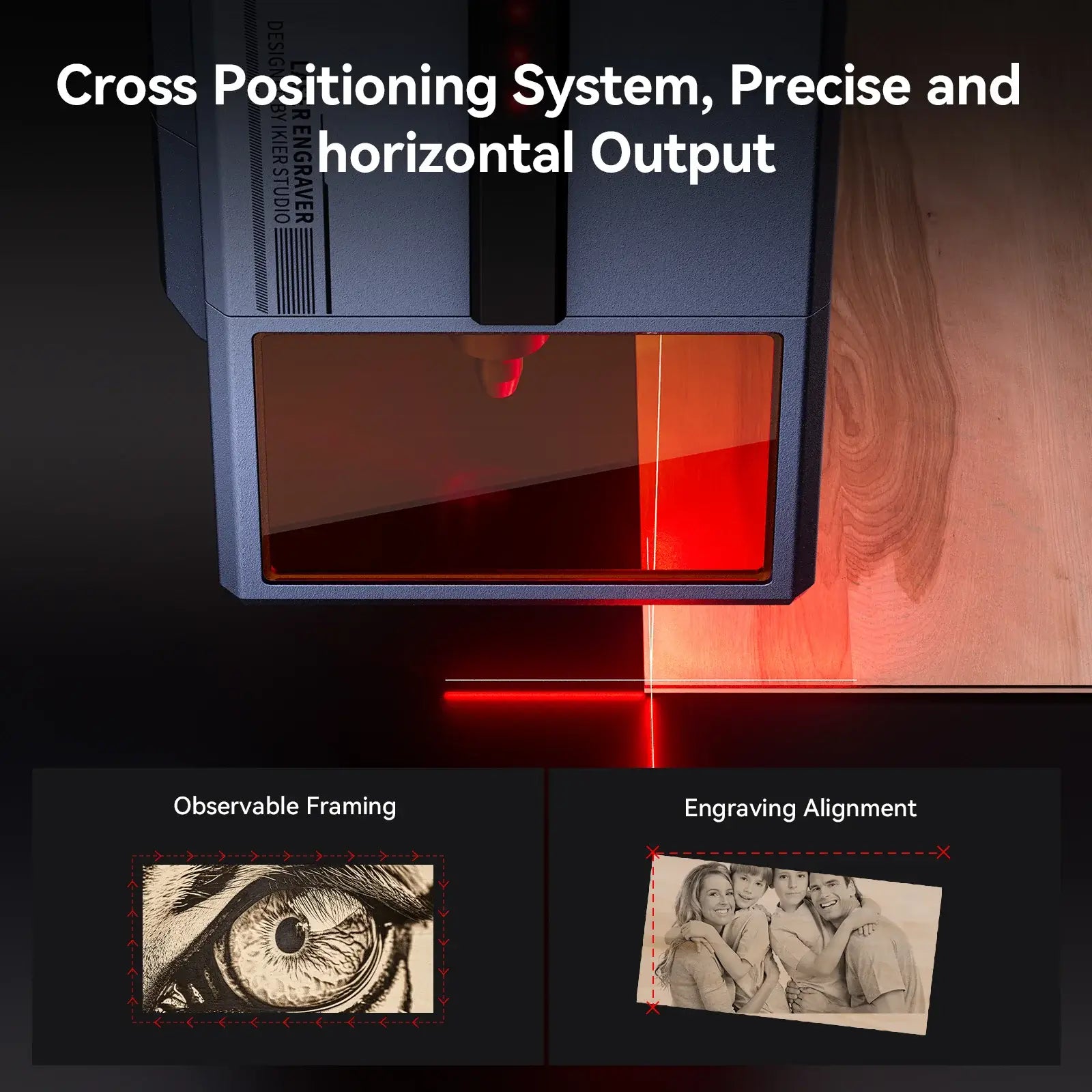 iKier 70W diode laser engraver comes with cross positioning system for precise output